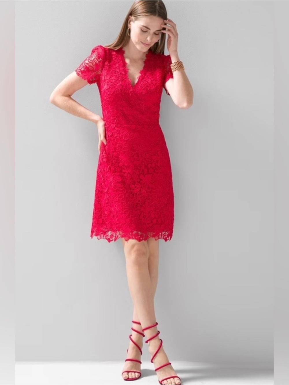 Red Lace White House black market Dress size 4 NWTs